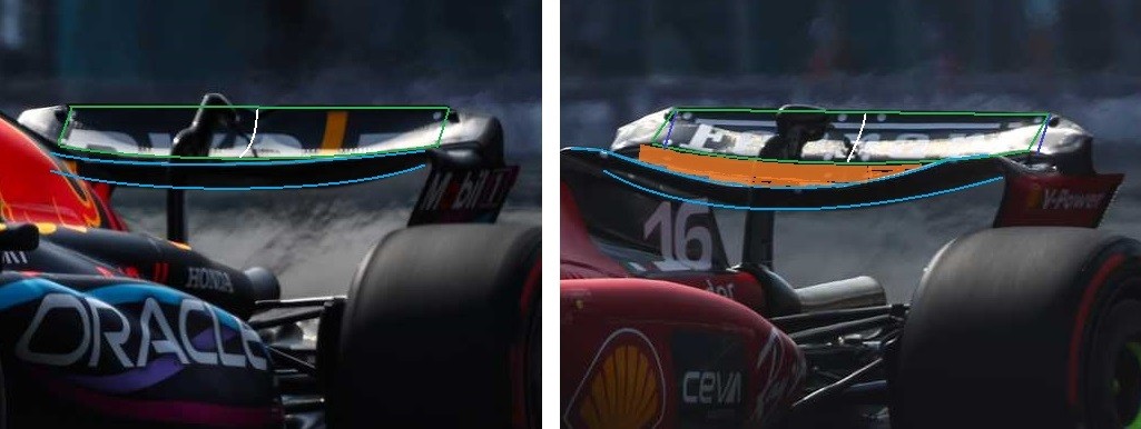 Gp Miami F1 2023 - Le ali posteriori di Red Bull e Ferrari