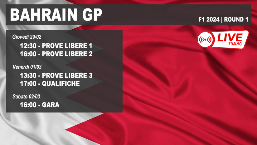 Gp Bahrain F1 2024 prove libere, qualifiche e gara [ Live Timing ]