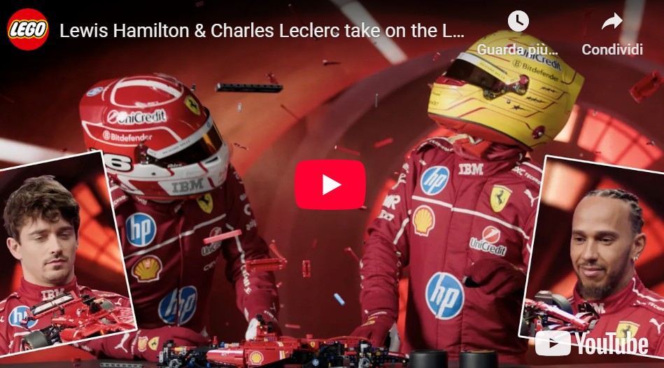 Hamilton e Leclerc costruiscono la Ferrari SF-24 F1 LEGO nella galleria del vento [ VIDEO ]